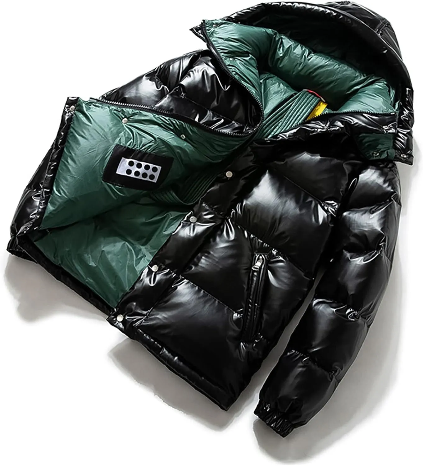 Men's Shiny Thickened Winter Down Coat Puffer Jacket Hooded Padding Warm Glossy Snow Down Jackets Outwear with Hood