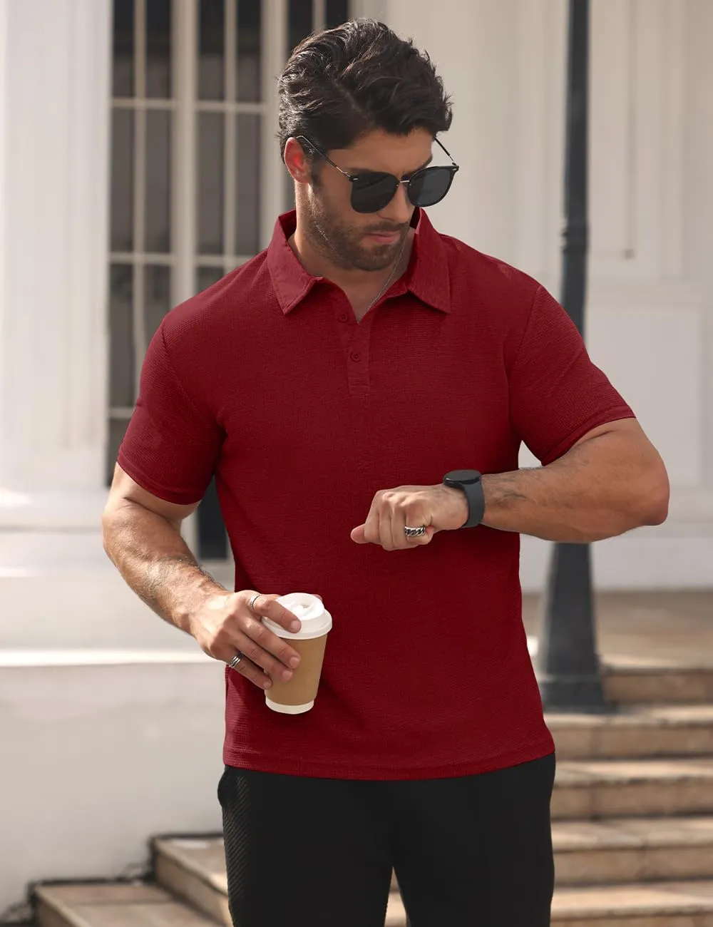 Men's Short Sleeve Breathable Quick-Dry Golf Polo Shirt - Stylish and Casual