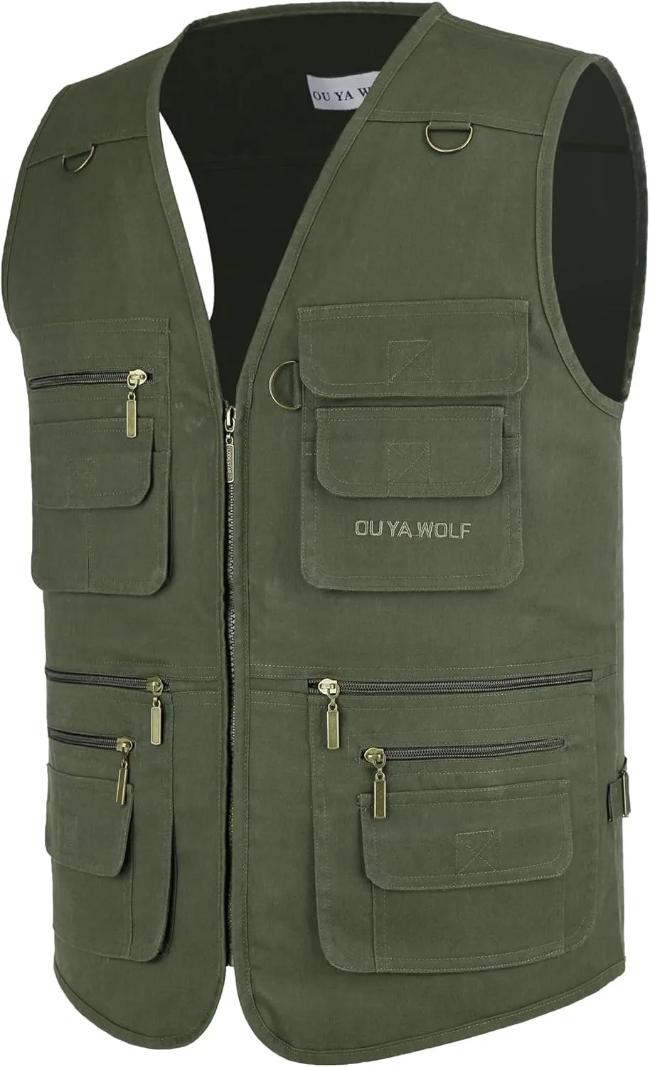 Men's Stone Washed Multi-pocketed Hunting Travel Fishing Utility Work Cargo Outerwear Outdoor Vest