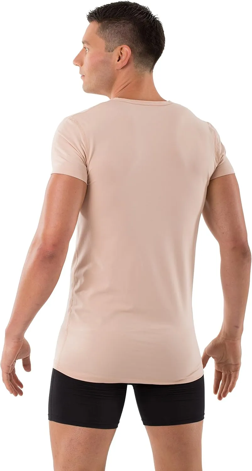Men's v-Neck Business Undershirt with Short Sleeves Stretch Cotton White