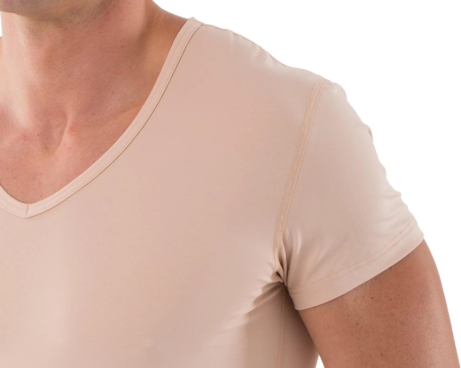 Men's v-Neck Business Undershirt with Short Sleeves Stretch Cotton White