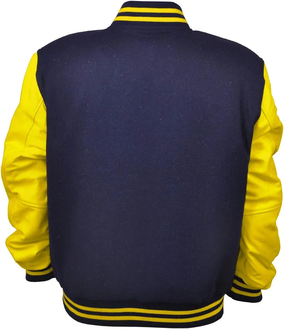 Men's Varsity Jacket Fleece Faux Leather Arms Letterman College Adult Jackets