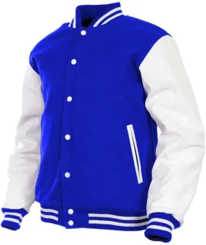 Men's Varsity Jacket Fleece Faux Leather Arms Letterman College Adult Jackets