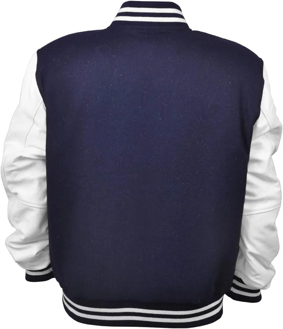Men's Varsity Jacket Fleece Faux Leather Arms Letterman College Adult Jackets