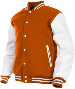 Men's Varsity Jacket Fleece Faux Leather Arms Letterman College Adult Jackets