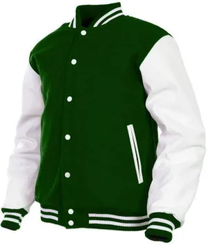 Men's Varsity Jacket Fleece Faux Leather Arms Letterman College Adult Jackets