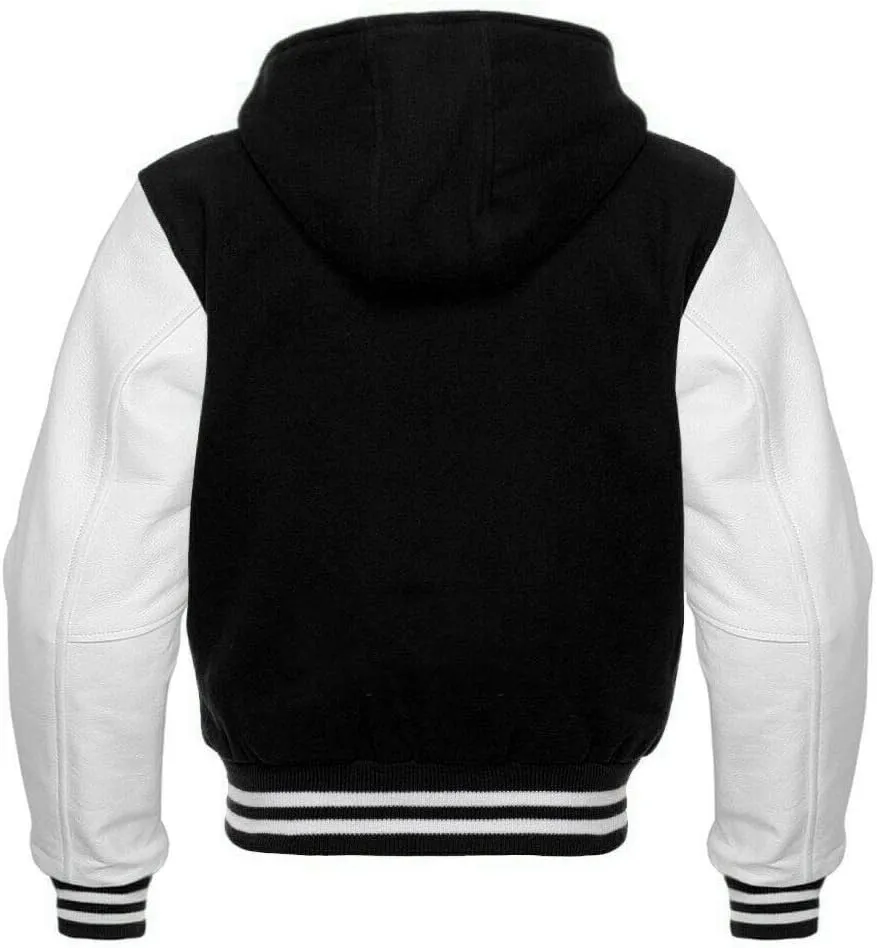 Men's Varsity Letterman Baseball Wool Leather Jacket in Wool body and Genuine Leather Sleeves