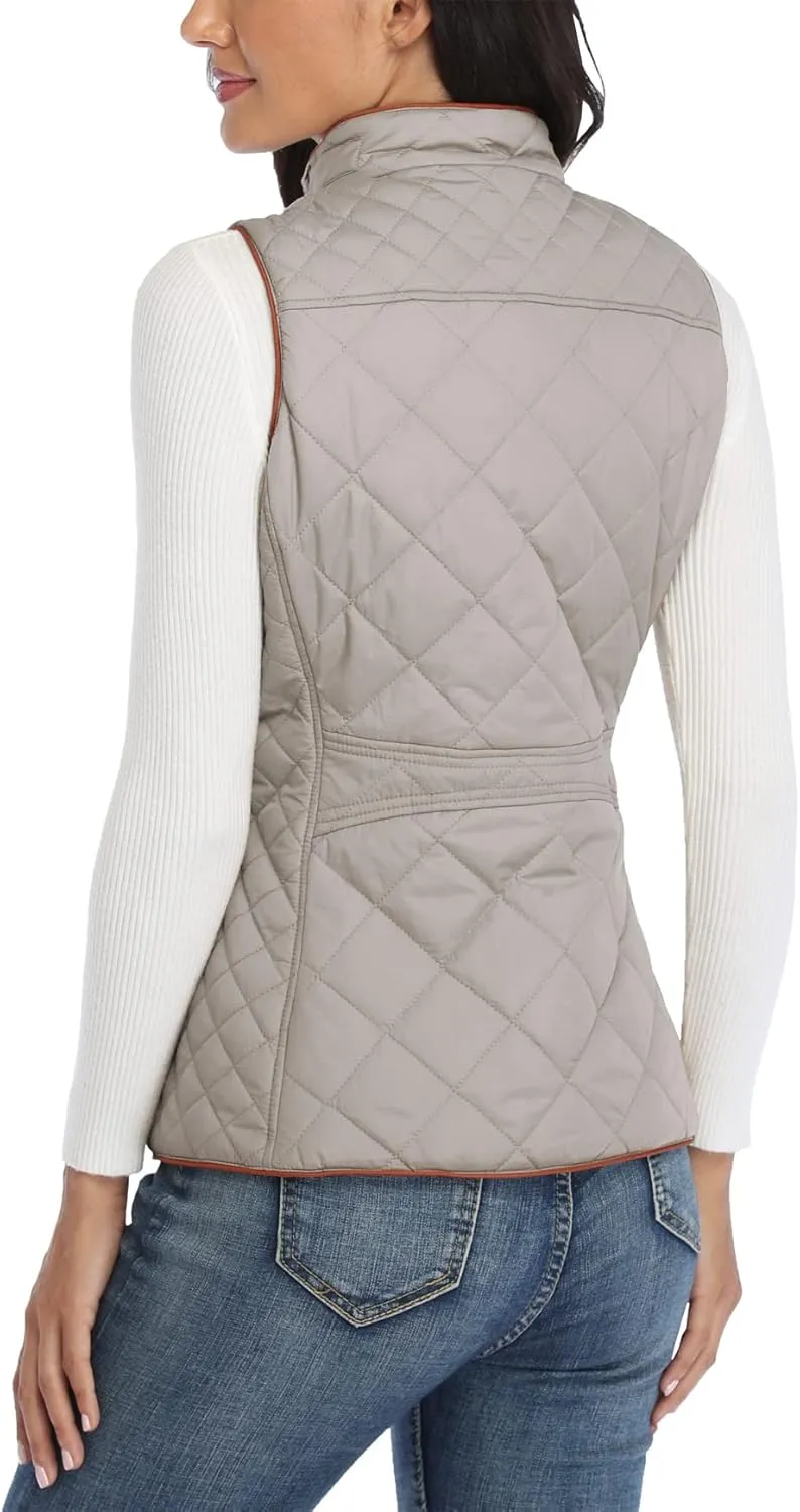 MISS MOLY Women Lightweight Quilted Padded Vest Stand Collar Zip Up Front Gilet Quilted