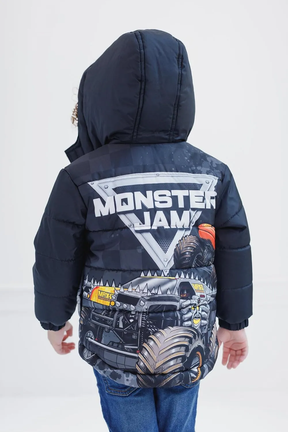 Monster Jam Zip Up Puffer Jacket Toddler to Little Kid Grave Digger El Toro Loco Megalodon