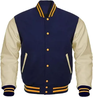 Mount Helicon Varsity Letterman Baseball Bomber Jackets Genuine Leather Sleeves & Multi Wool Color Options
