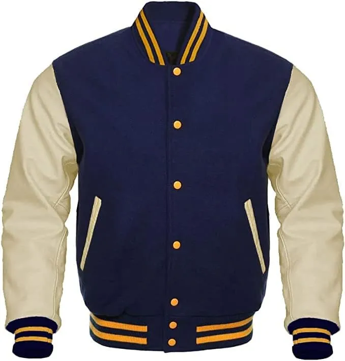 Mount Helicon Varsity Letterman Baseball Bomber Jackets Genuine Leather Sleeves & Multi Wool Color Options