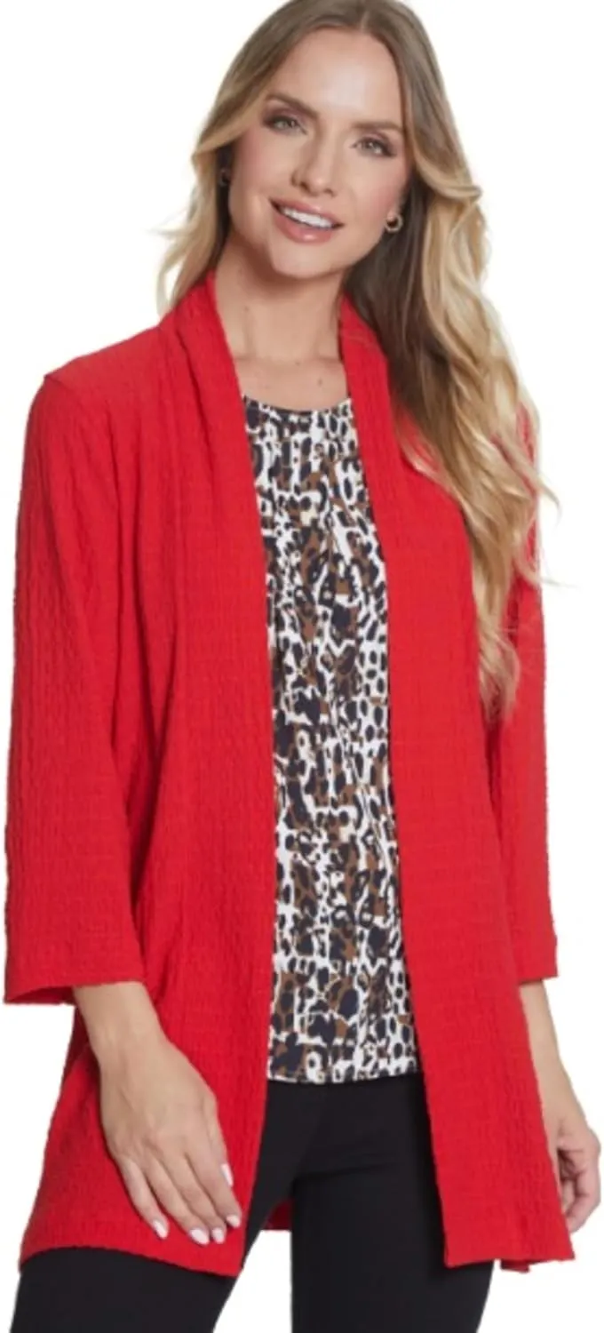 MULTIPLES Women's Set-in Kimono Sleeves Drop Shoulder Band Collar Jacket
