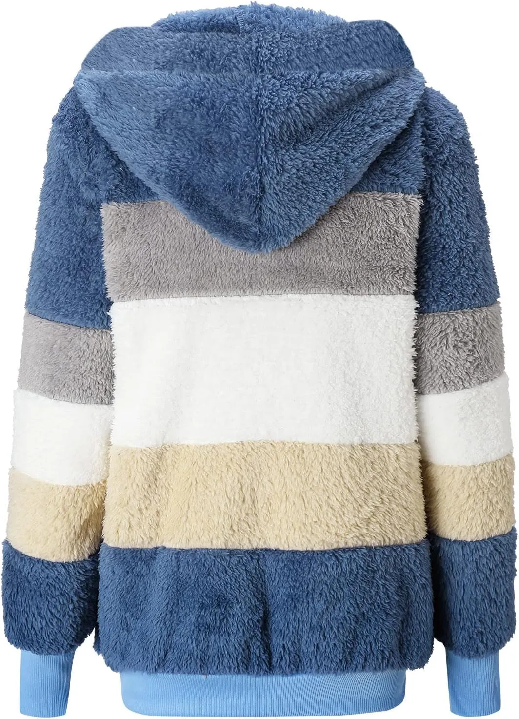 Muyise Womens Warm Fuzzy Zip Up Hoodie Oversized Sherpa Jacket Winter Fluffy Fleece Hooded Outerwear Coat with Pockets