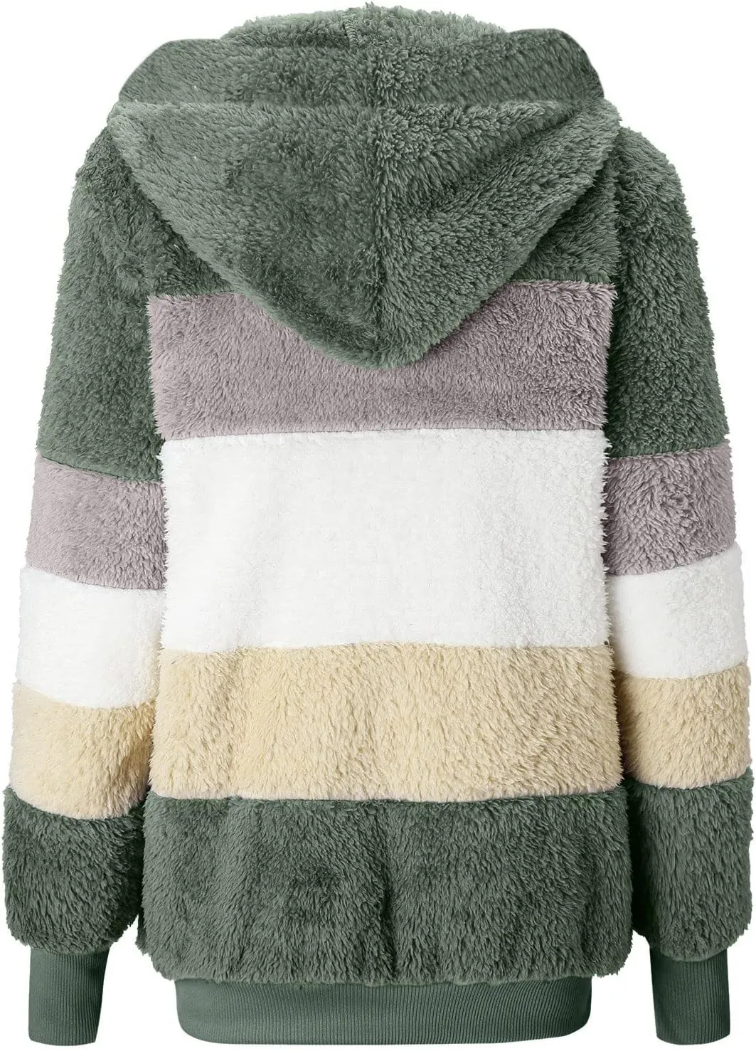 Muyise Womens Warm Fuzzy Zip Up Hoodie Oversized Sherpa Jacket Winter Fluffy Fleece Hooded Outerwear Coat with Pockets