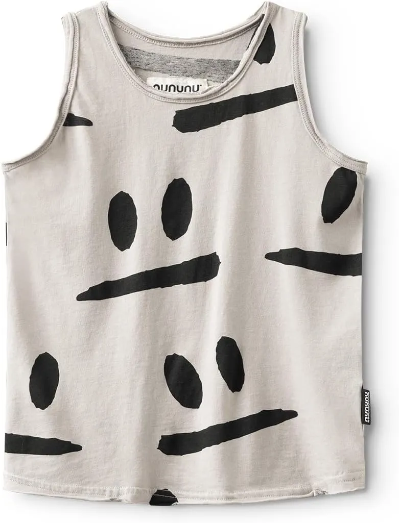 NUNUNU Kids Tank Tops, Unisex 100% Cotton Fun Print Sleeveless Shirts for Boys and Girls - Athletic and Casual Wear