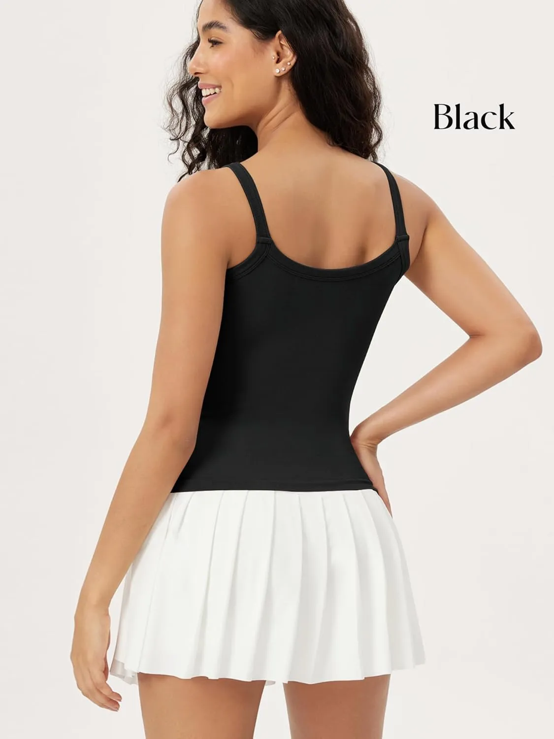 ODODOS Seamless Tank for Women Ribbed Strappy Sleeveless Shirts Scoop Neck Cami Tops