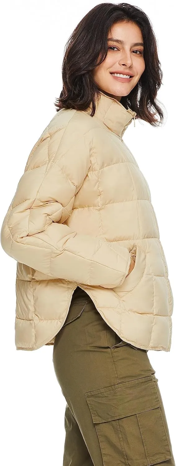 Orolay Women's Cropped Puffer Jacket Quilted Lightweight Oversized Down Coat Zip Up Spring Short Padded Outwear