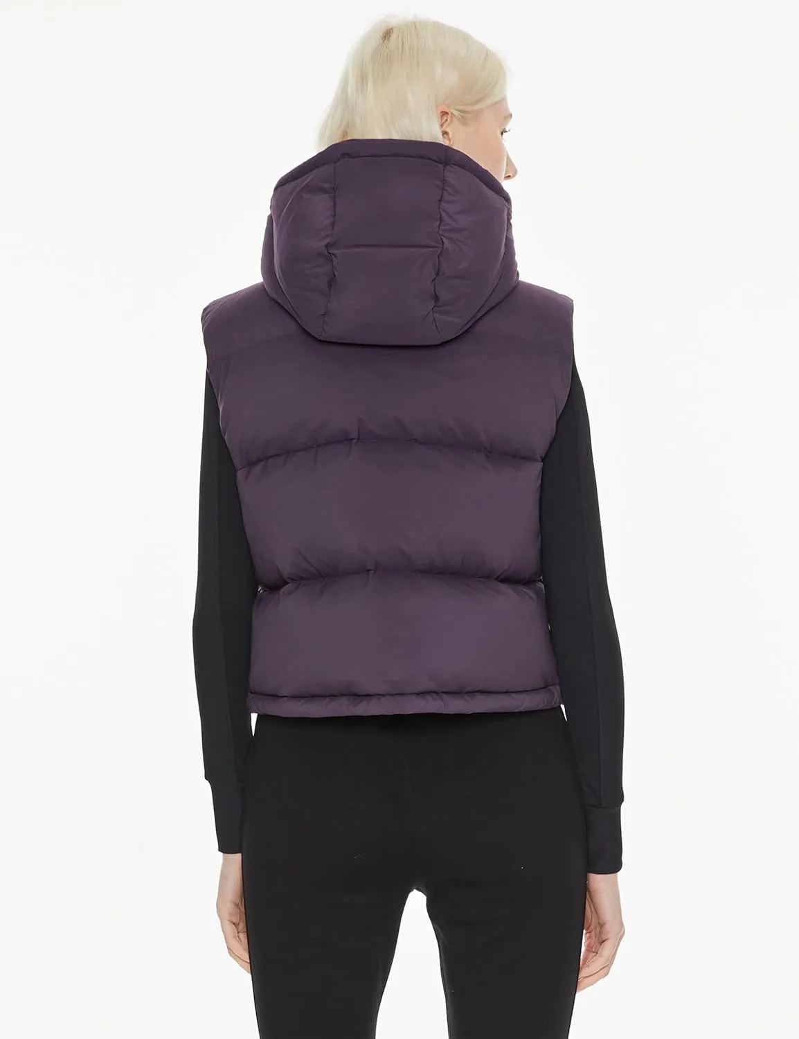 Orolay Women's Cropped Puffer Vest - Hooded Sleeveless Down Jacket Stand Collar Gilet with Pockets