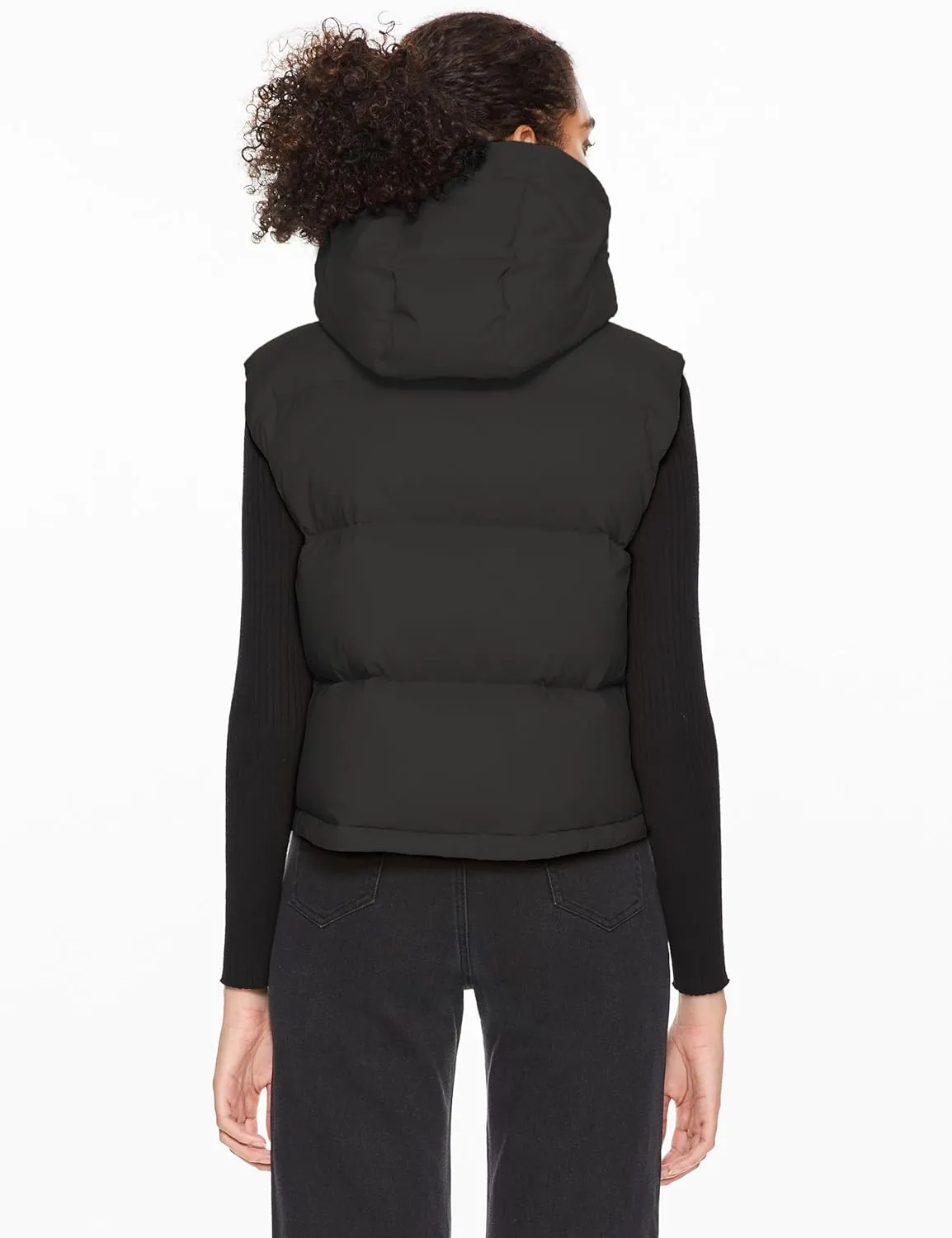 Orolay Women's Cropped Puffer Vest - Hooded Sleeveless Down Jacket Stand Collar Gilet with Pockets