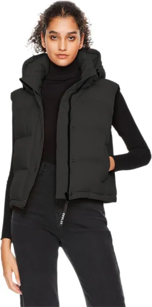 Orolay Women's Cropped Puffer Vest - Hooded Sleeveless Down Jacket Stand Collar Gilet with Pockets