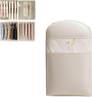 Otherwise Garment Bag, 2025 Space Saving Hanging Garment Bag with Self Compression Zipper, Dust Cover Clothes Bags for Down Coat (Beige, Large)