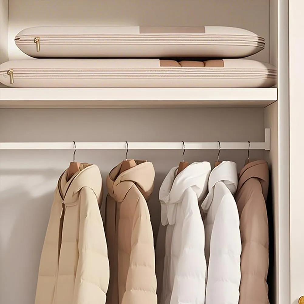 Otherwise Garment Bag, 2025 Space Saving Hanging Garment Bag with Self Compression Zipper, Dust Cover Clothes Bags for Down Coat (Beige, Large)