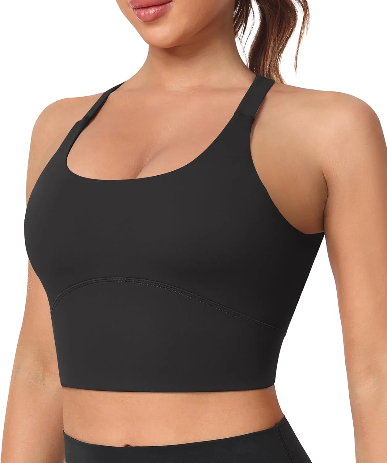 Padded Sports Bras for Women - Strappy Spaghetti Strap Workout Criss Cross Tank Tops Sets (3 Pack)