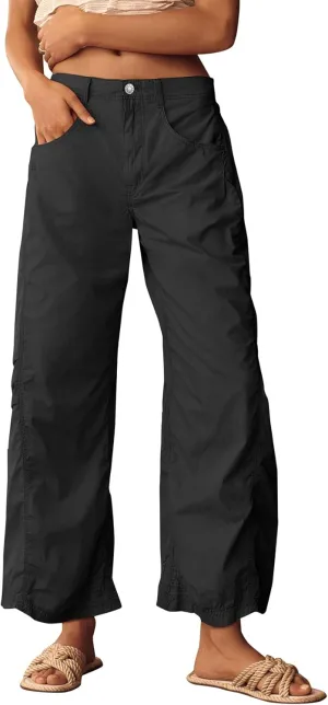 Parachute Pants Woman Lightweight Barrel Pants Casual Low Rise Wide Leg Dance Jogger Sweatpants Party