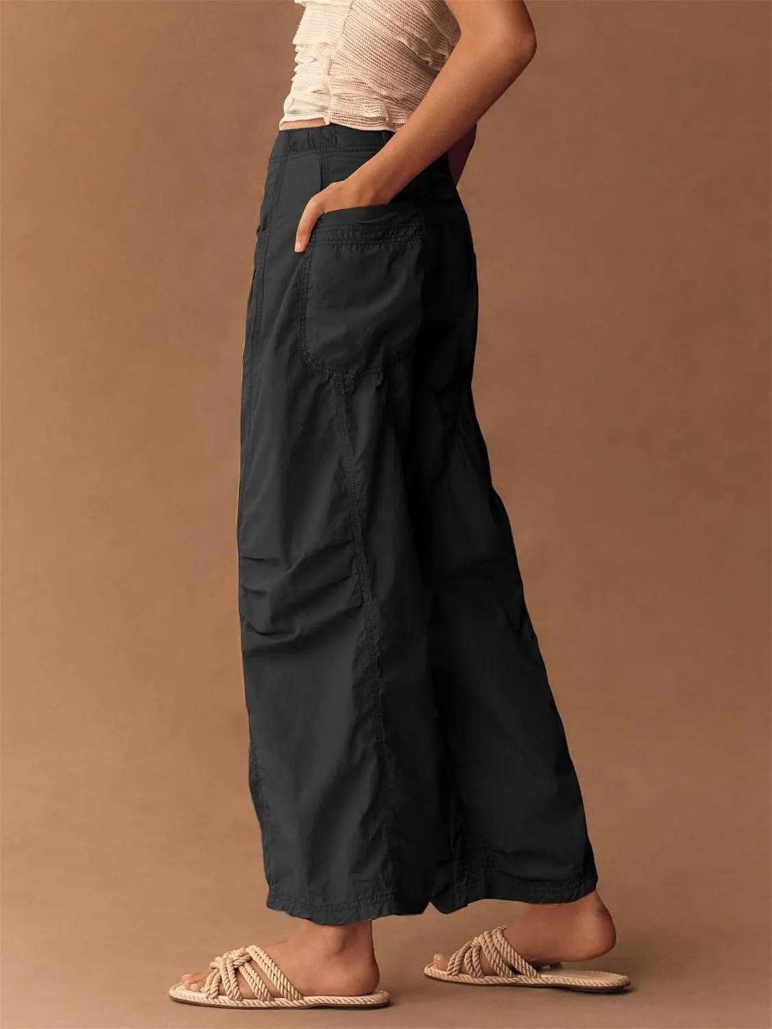 Parachute Pants Woman Lightweight Barrel Pants Casual Low Rise Wide Leg Dance Jogger Sweatpants Party