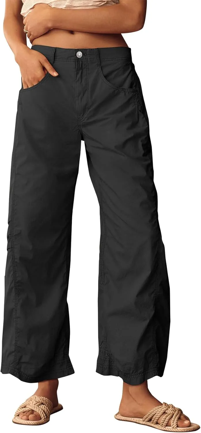 Parachute Pants Woman Lightweight Barrel Pants Casual Low Rise Wide Leg Dance Jogger Sweatpants Party