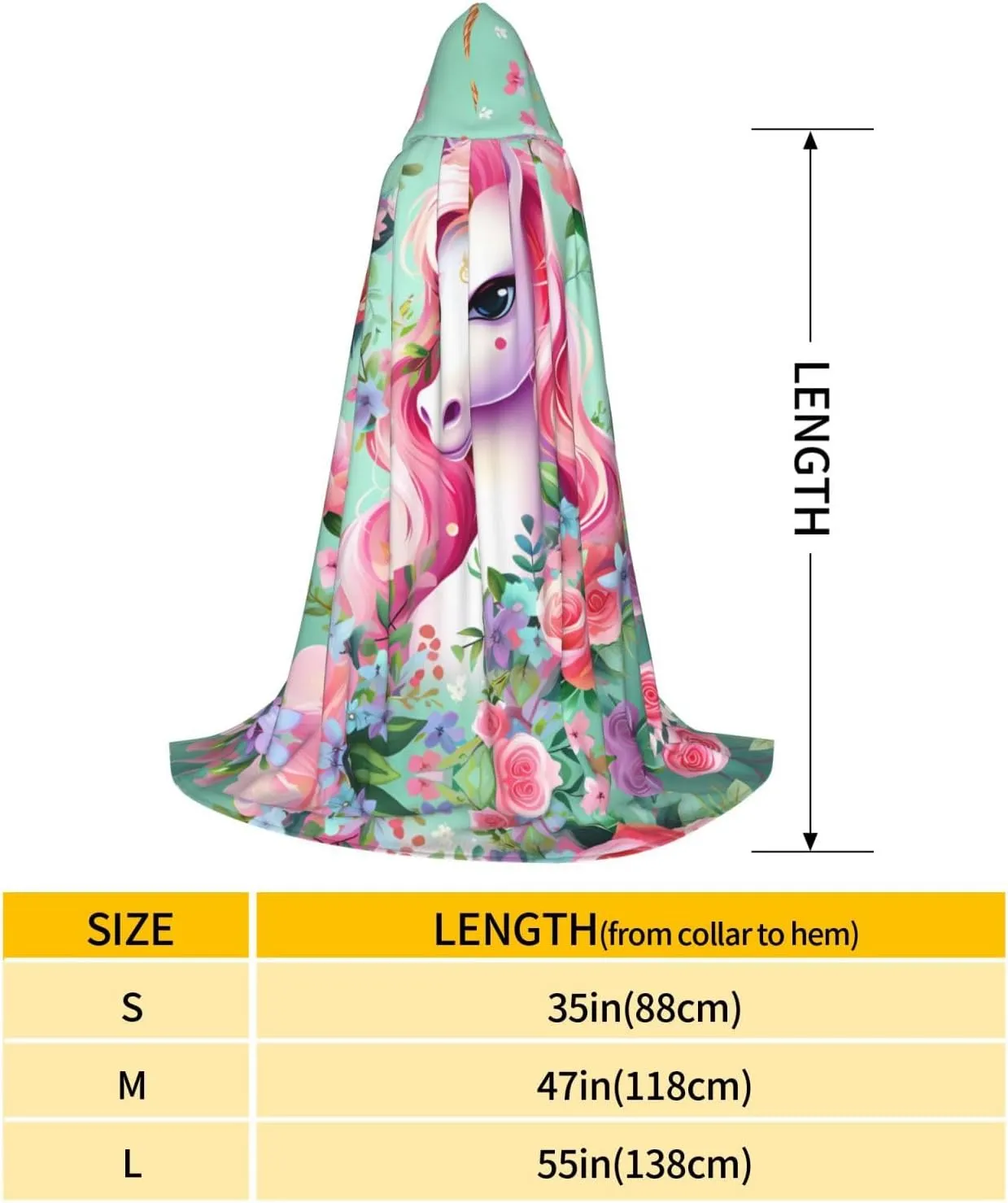 Pink Unicorn Hood Cloak,Hooded Cape Cloak,Halloween Witch Wizard Raven Vampire Cosplay