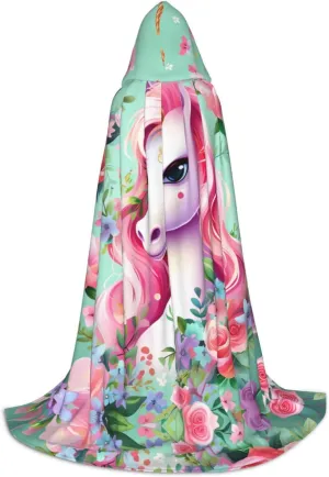 Pink Unicorn Hood Cloak,Hooded Cape Cloak,Halloween Witch Wizard Raven Vampire Cosplay