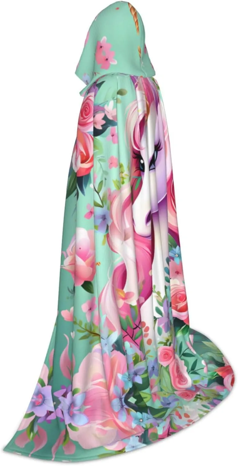 Pink Unicorn Hood Cloak,Hooded Cape Cloak,Halloween Witch Wizard Raven Vampire Cosplay