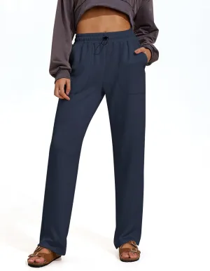 PINSPARK Womens Straight Leg Sweatpants Casual Athletic Workout Pants Stretch Soft Lounge Pants with Pockets