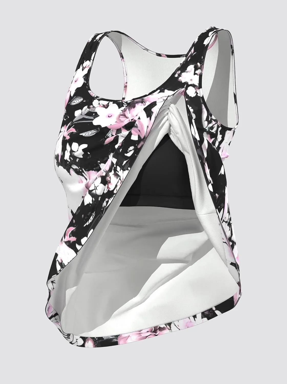 Plus Size Tank Tops with Built in Bras for Women Sleeveless Casual Floral Print Cami