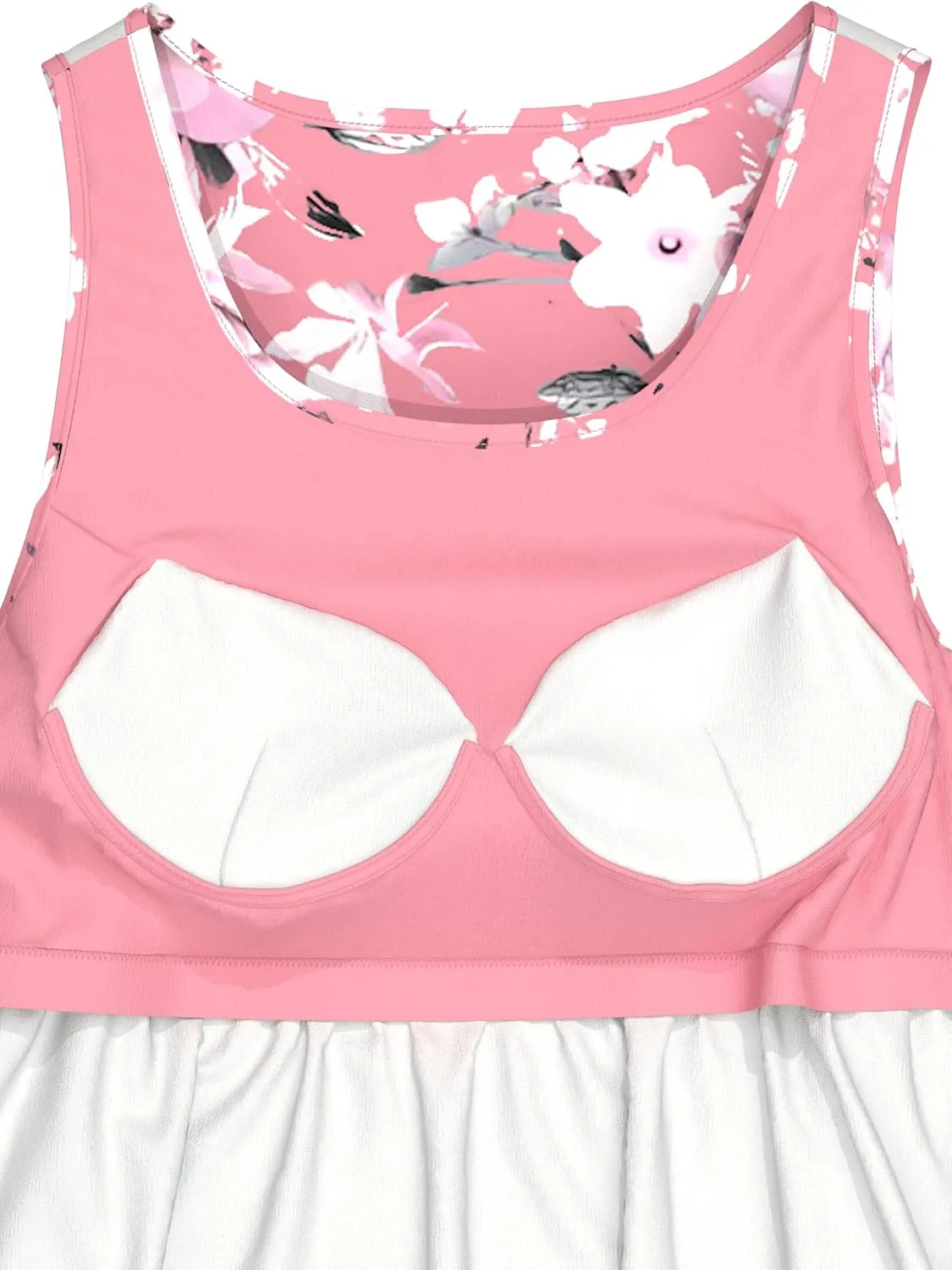 Plus Size Tank Tops with Built in Bras for Women Sleeveless Casual Floral Print Cami