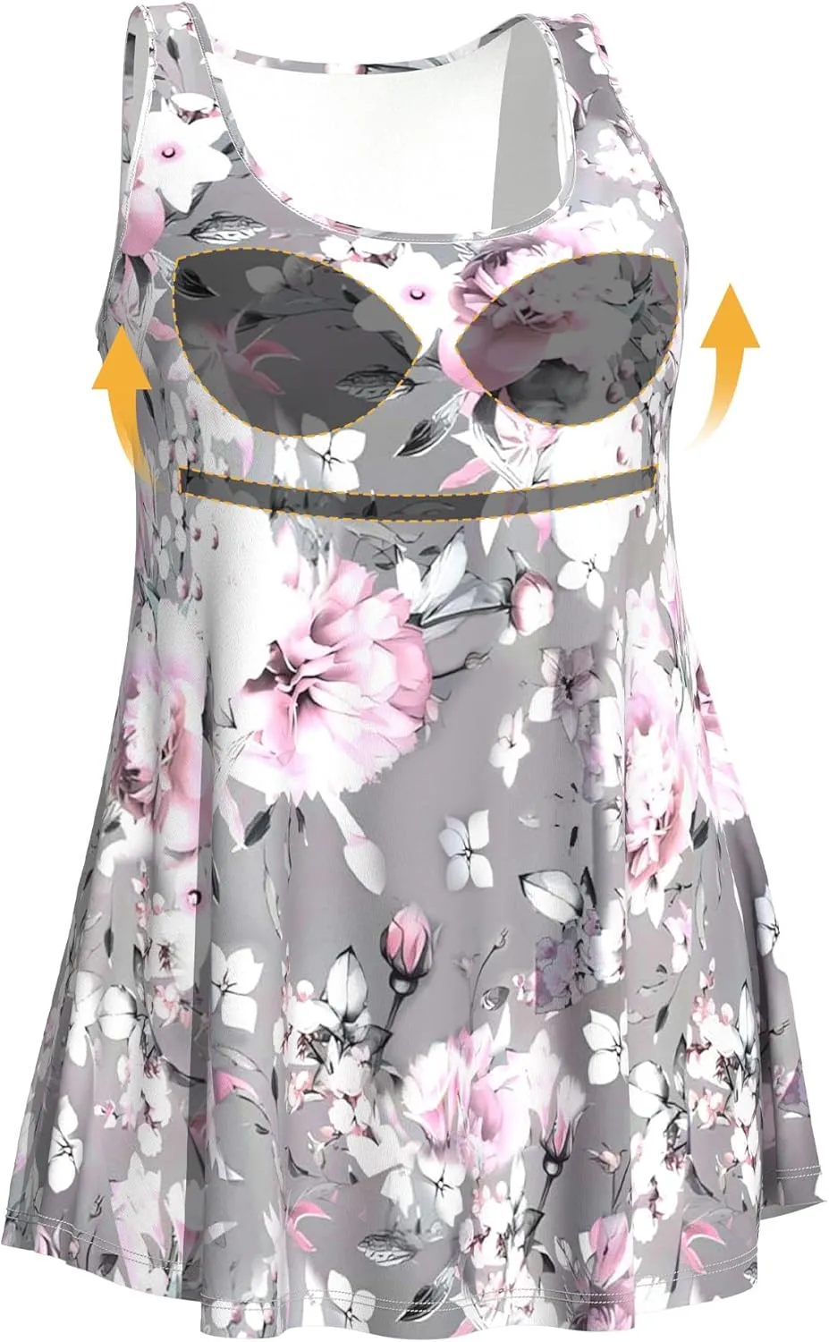 Plus Size Tank Tops with Built in Bras for Women Sleeveless Casual Floral Print Cami