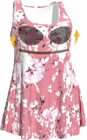 Plus Size Tank Tops with Built in Bras for Women Sleeveless Casual Floral Print Cami