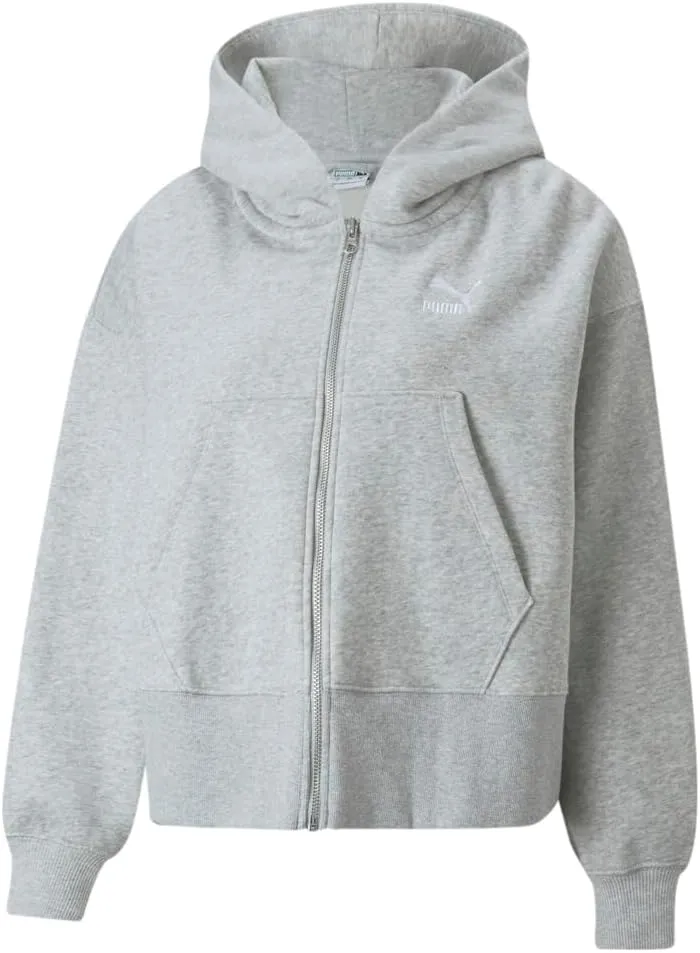PUMA Womens Classics Oversized Full-Zip Hoodie Casual Outerwear Casual - Grey - Size M