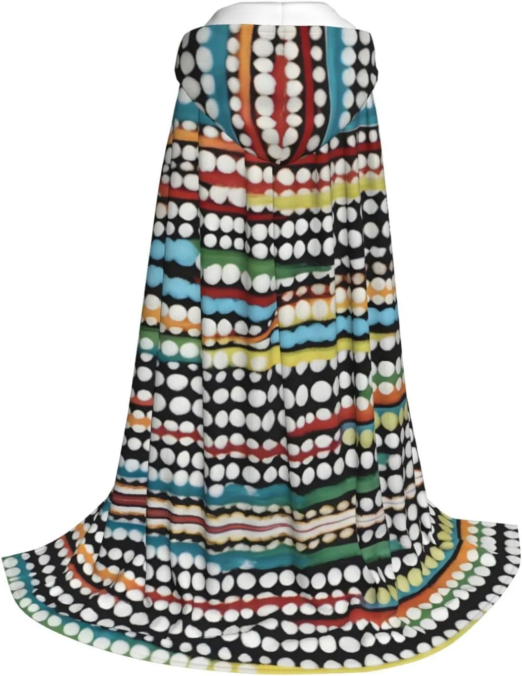 Rainbow Polka Dot Stripe Black and White Hood Cloak,Hooded Cape Cloak,Halloween Witch Wizard Raven Vampire Cosplay