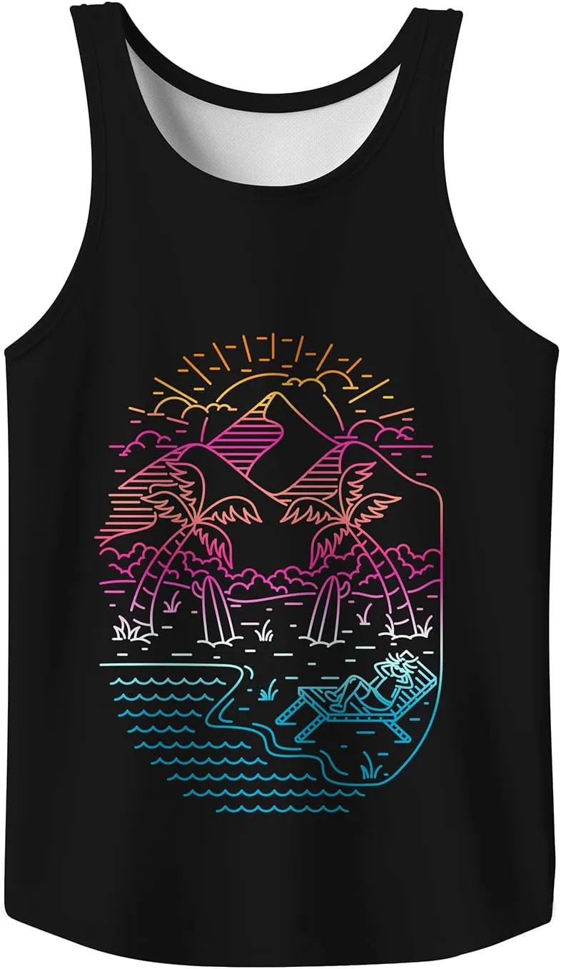 Rave Tank Tops Men Beach Tank Tops Graphic Summer Funny Sleeveless EDM Outfits Patriotic Shirts Up to 3XL