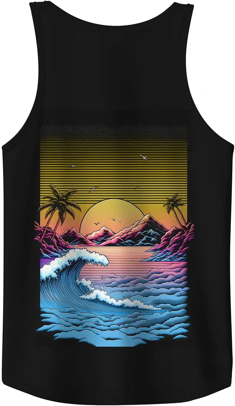 Rave Tank Tops Men Beach Tank Tops Graphic Summer Funny Sleeveless EDM Outfits Patriotic Shirts Up to 3XL