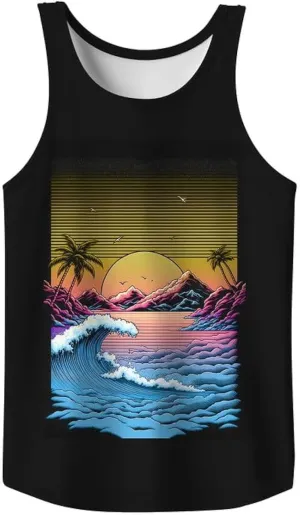 Rave Tank Tops Men Beach Tank Tops Graphic Summer Funny Sleeveless EDM Outfits Patriotic Shirts Up to 3XL