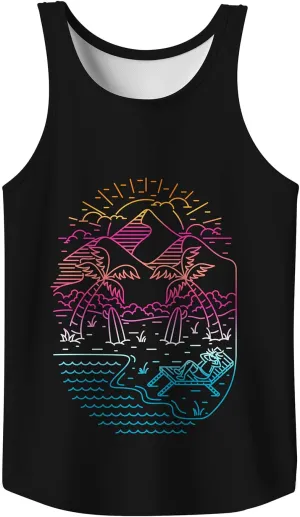 Rave Tank Tops Men Beach Tank Tops Graphic Summer Funny Sleeveless EDM Outfits Patriotic Shirts Up to 3XL