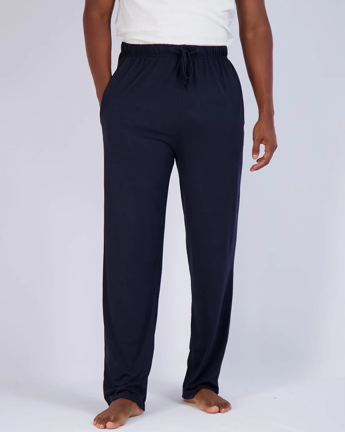 Real Essentials 3 Pack: Men's Soft Pajama Lounge Pants with Drawstring & Pockets - 4-Way Stretch & Wicking-Big & Tall (S-5XL)