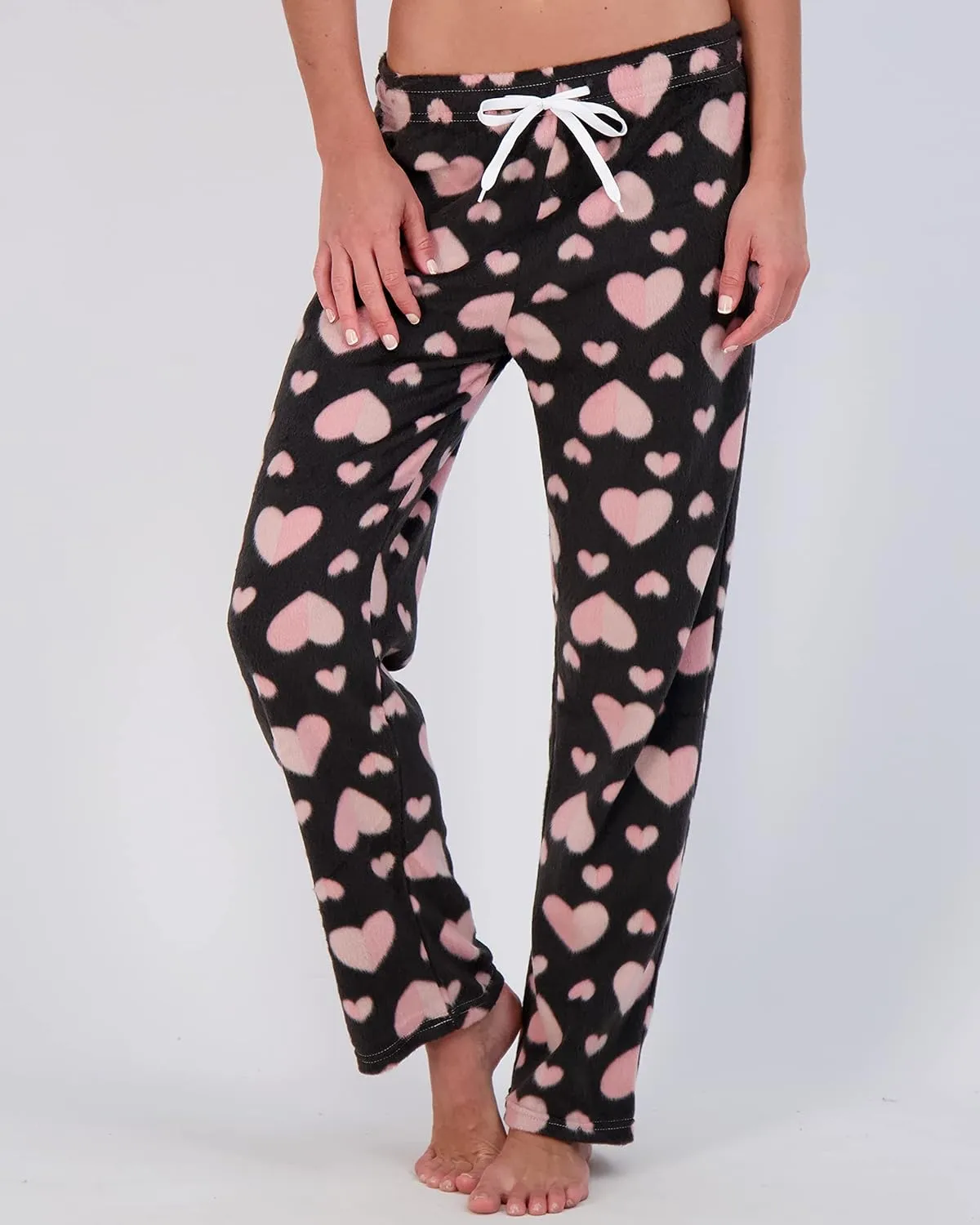 Real Essentials 3 Pack: Womens Fleece Ultra-Soft Comfy Pajama Lounge Pants Sleepwear (Available in Plus Size)