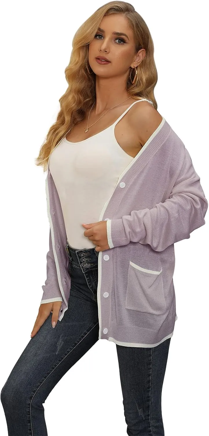 Sanifer Women's Casual Long Sleeve Loose Knit Open Front Sweater Cardigan Coat Outerwear