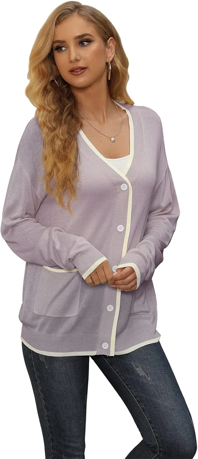 Sanifer Women's Casual Long Sleeve Loose Knit Open Front Sweater Cardigan Coat Outerwear