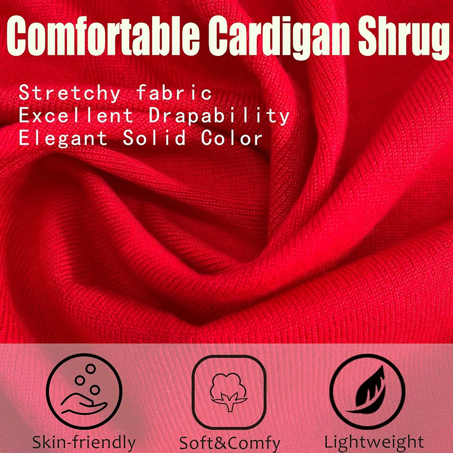 Satuun Women's 3/4 Sleeve Shrugs Lightweight Open Front Cropped Cardigan Tops