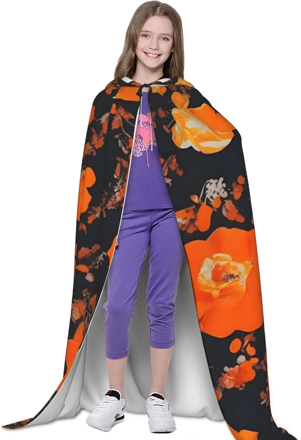 Set Of Ornate Floral Hooded Cloak Coat Winter Warm Long Cloak Cosplay Costumes Outerwear Carnivals Hoodies Capes